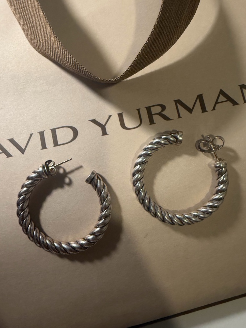 David Yurman Silver Twisted Hoop Earrings